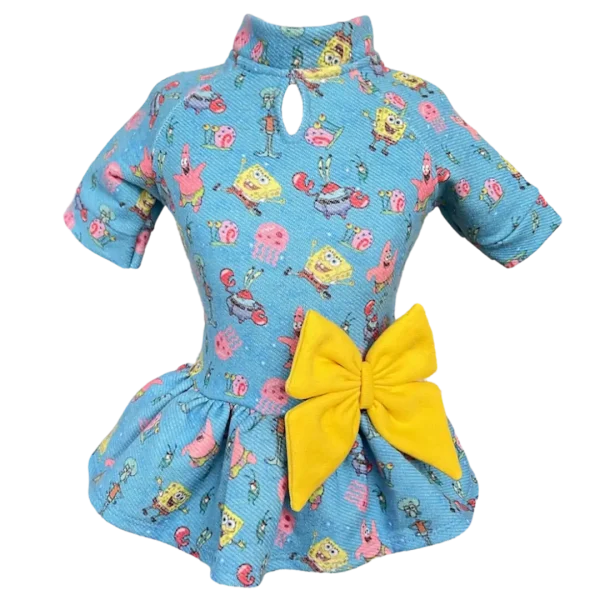 Vestido Moletom Bob Esponja Azul