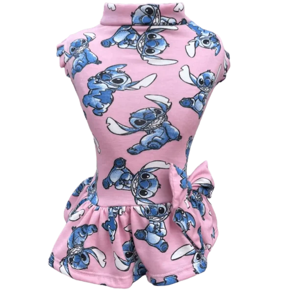 Vestido Stitch Rosa s/ Manga