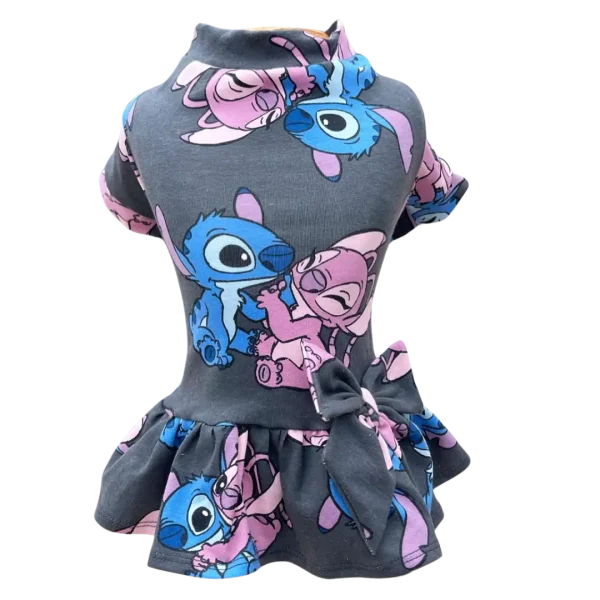 Vestido Stitch e Angel Cinza Chumbo