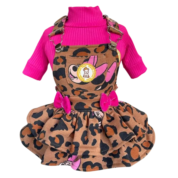 Jardineira Moletom Minnie Oncinha Fem (SEM CAMISETA)