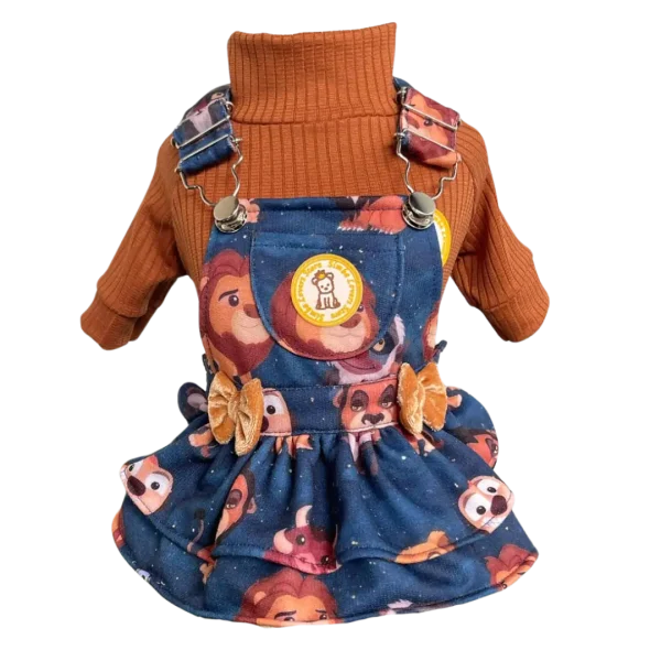 Jardineira Moletom Rei Leão Marinho Fem (SEM CAMISETA)