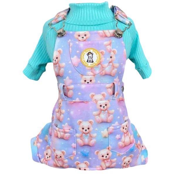 Jardineira Moletom Ursinho Estrelas Masc (SEM CAMISETA)