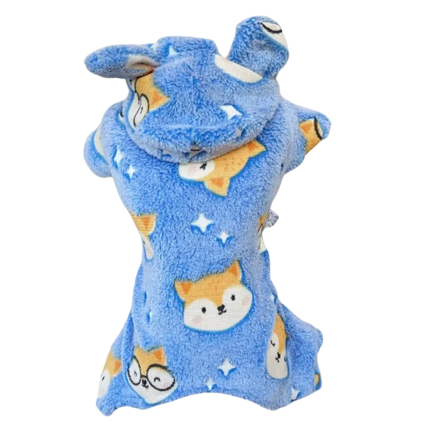 Pijama Fleece Raposa Azul Brilha no Escuro