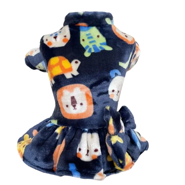 Vestido Fleece Bichinhos Marinho