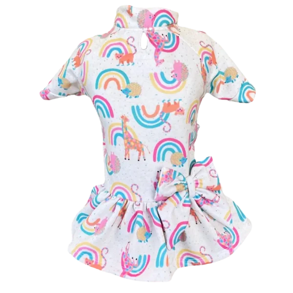 Vestido Moletom Arco Íris Bichinhos