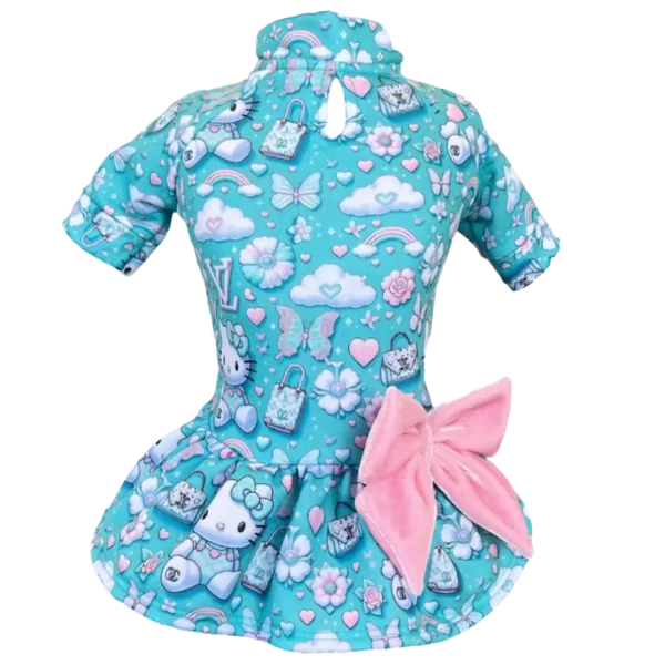 Vestido Moletom Hello Kitty Verde Água