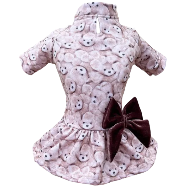 Vestido Moletom Ursinho Bege