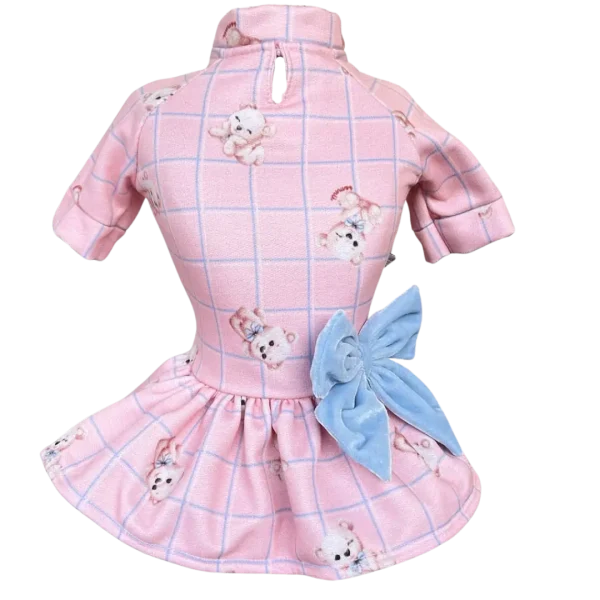 Vestido Moletom Ursinhos Xadrez