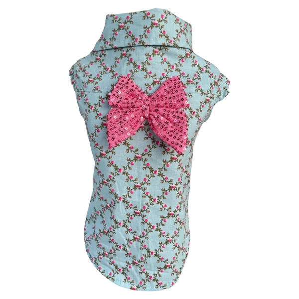 Camisa Regata Flor Azul Fem