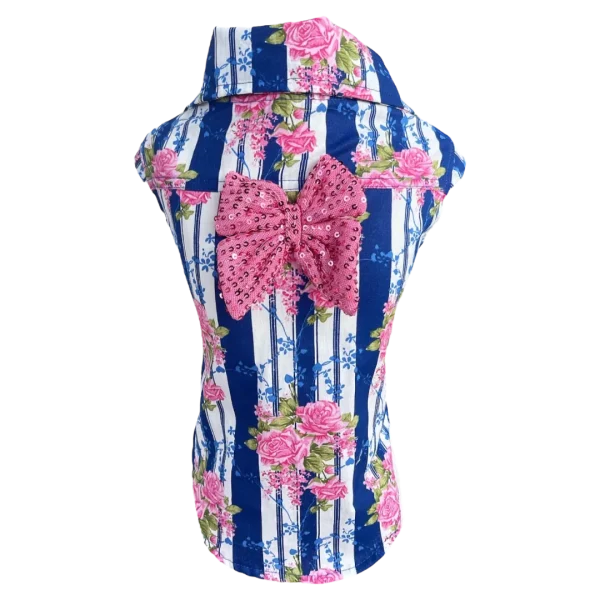 Camisa Regata Flor Listras Fem