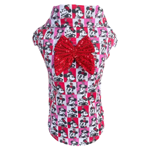 Camisa Regata Mickey e Minnie Quadrados Fem