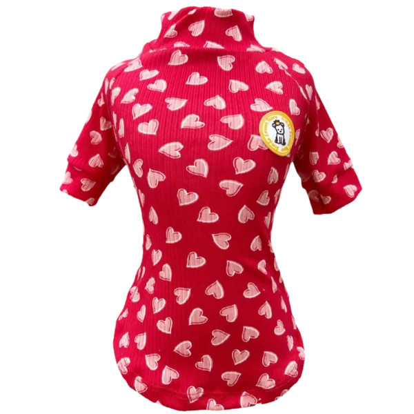 Camiseta Canelada Coração Vermelho