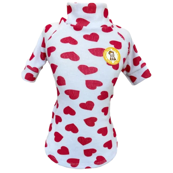 Camiseta Canelada Ribana Coração Grande Vermelho