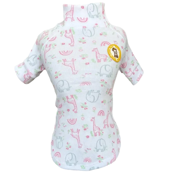 Camiseta Canelada Ribana Elefante e Girafa