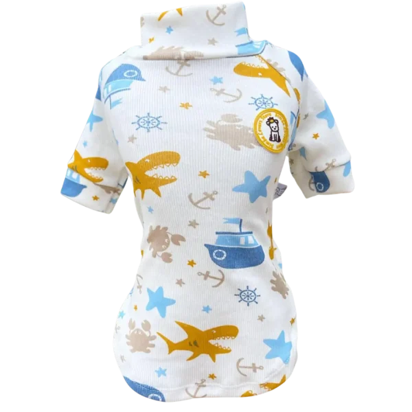 Camiseta Canelada Ribana Fundo do Mar