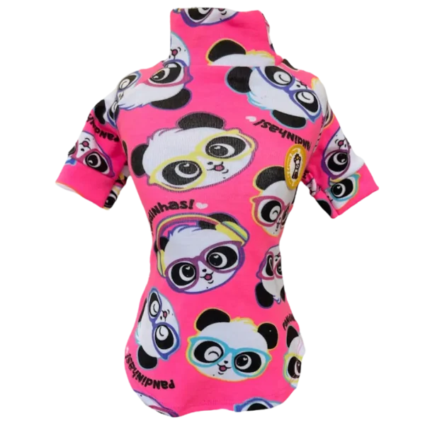 Camiseta Canelada Ribana Panda Rosa Neon