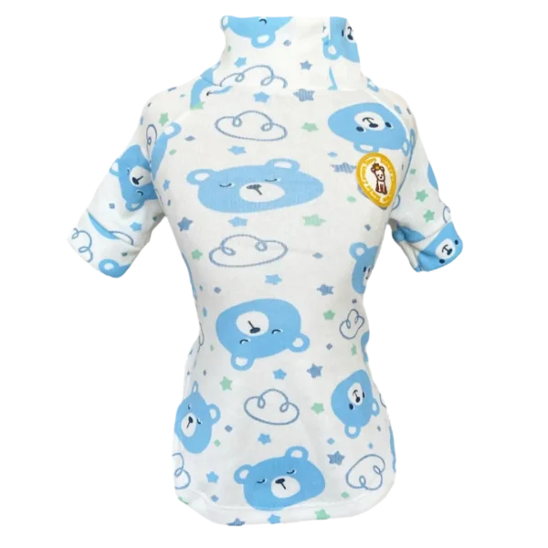 Camiseta Canelada Ribana Ursinho Nuvem Azul