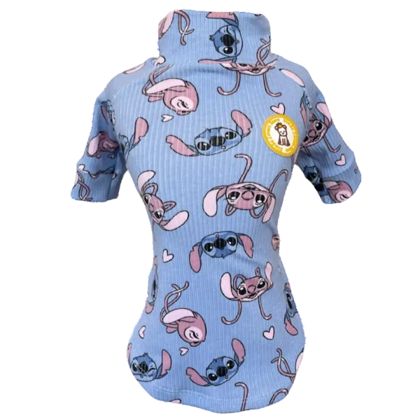 Camiseta Canelada Stitch Azul