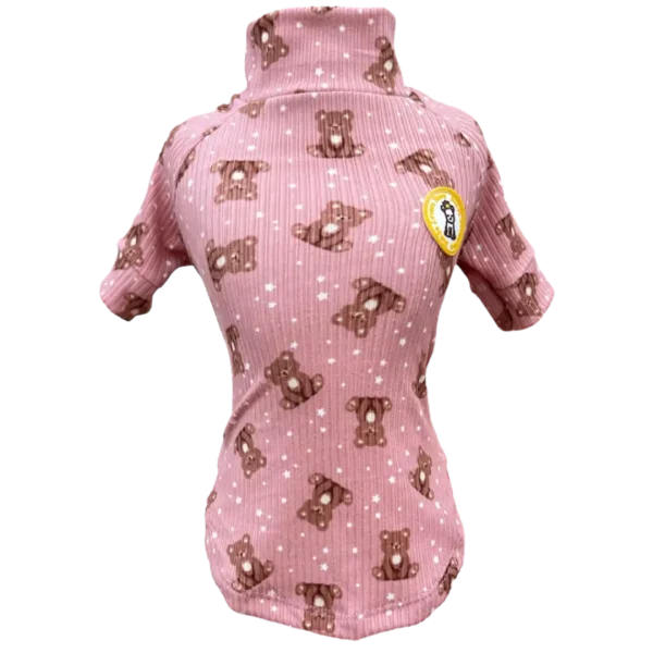 Camiseta Canelada Ursinho Bege