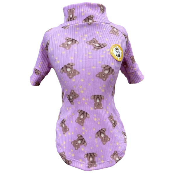 Camiseta Canelada Ursinho Lilás