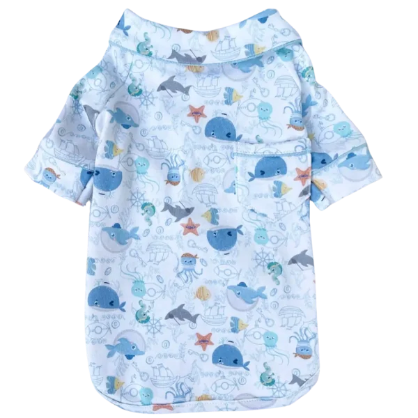 Pijama 2 Patas Fundo do Mar Azul