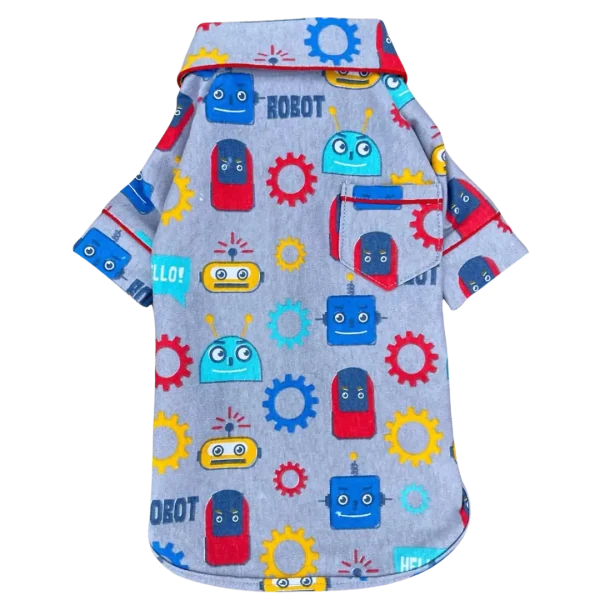 Pijama 2 Patas Robô Cinza