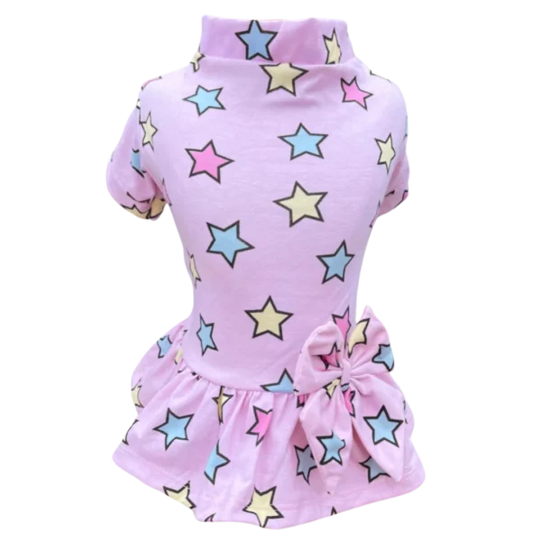 Vestido Estrelas Coloridas Rosa