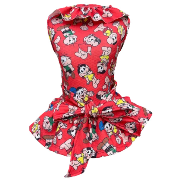 Vestido Laço Turma da Mônica Vermelha