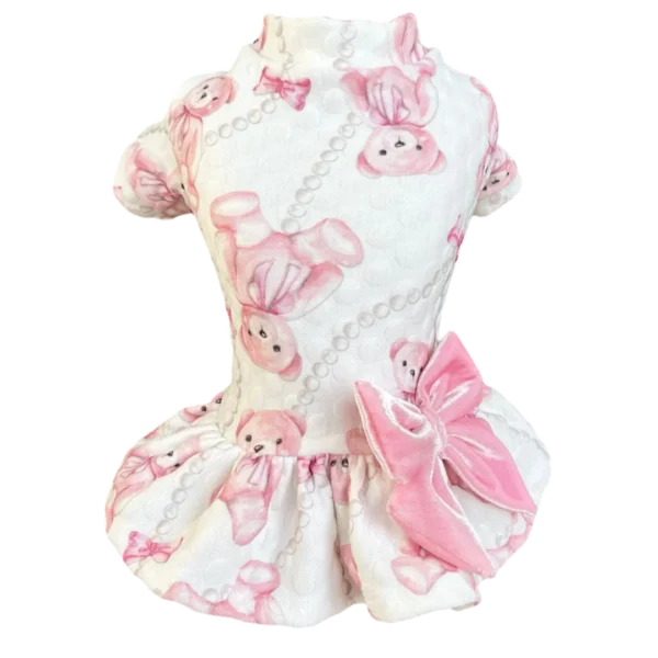 Vestido Matelassê Ursinho Branco