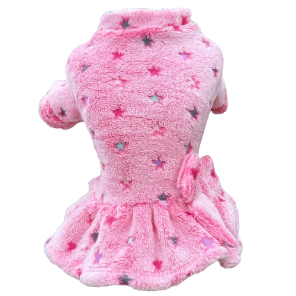 Vestido Fleece Estrela Rosa Brilha no Escuro