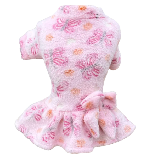 Vestido Fleece Borboleta Rosa Bebê Brilha no Escuro