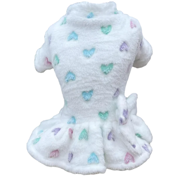 Vestido Fleece Coração Branco Brilha no Escuro