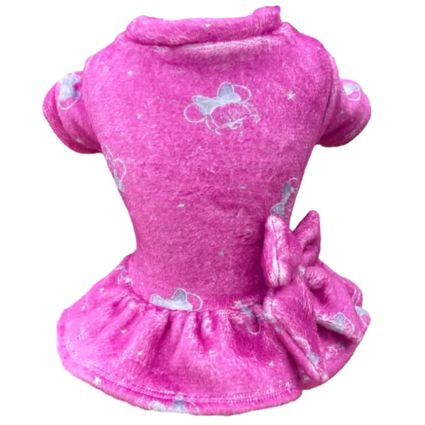 Vestido Fleece Minnie Rosa com Prata