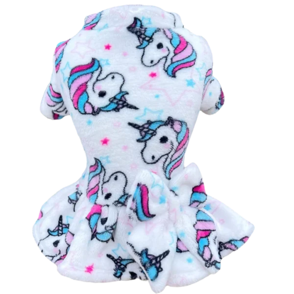 Vestido Fleece Unicórnio Branco