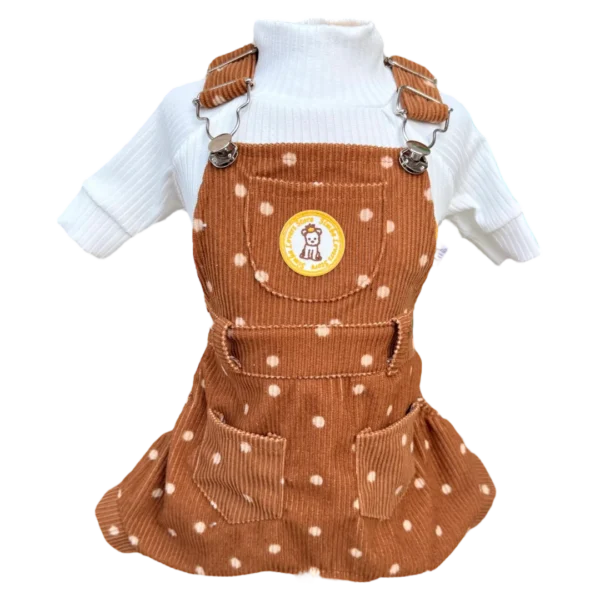 Jardineira Veludo Poá Bege Masc (SEM CAMISETA)